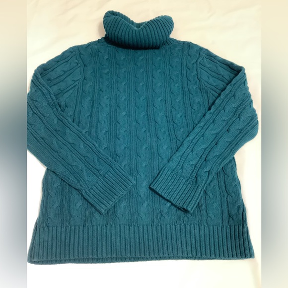 Jeanne Pierre Cotton Cable Knit Sweater in Green L (W456) - Picture 4 of 10